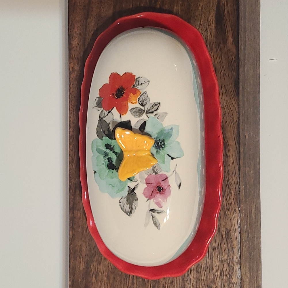 Pioneer Woman Flea Market Butterfly Butter Dish